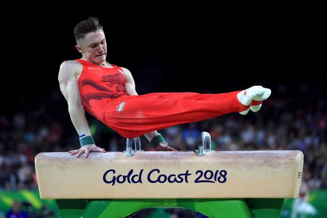 RAW POWER: England's Nile Wilson competes on the Pommel horse during the men's men's gymnastics team event final at the 2018 Commonwealth Games.