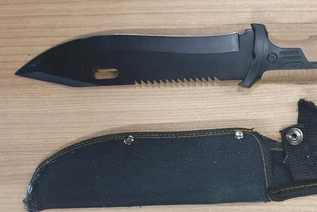 The knife was seized by officers