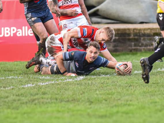 TRY TIME: Featherstone Rovers half-back Dane Chisholm. Picture: Dec Hayes.