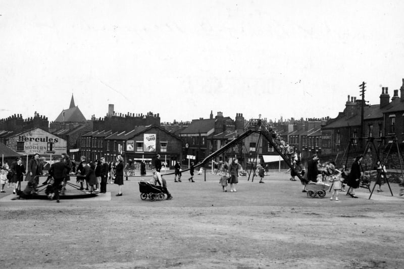A view across the playground of Beckett Street recreation ground.