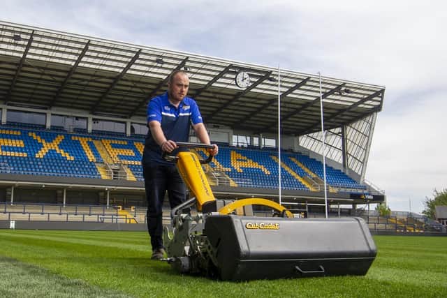 Ryan Golding is ploughing a lone furrow as the only member of Rhinos' grounds staff not on furlough during the coronavirus shutdown. Picture by Tony Johnson.