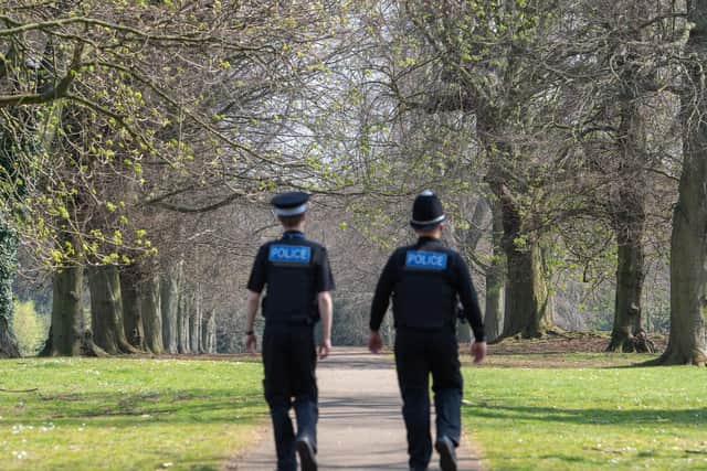 Police on patrol during the current lockdown. (PA)