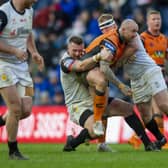 Castleford Tigers' Nathan Massey battles against Toronto Wolfpack on the opening weeklend of the season at Headingley. Picture: Tony Johnson