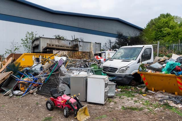 Small container fire at a waste site in Garforth. Taken by James Hardisty on Sunday, April 26.