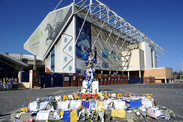 CLASSY: Tributes are laid in memory of Leeds United legend Norman Hunter at Elland Road with the ground's South Stand now renamed the Norman Hunter Stand. Photo by Simon Hulme.