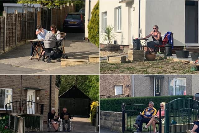 Neighbours on The Rise in Kippax playing a game of socially distant bingo together during the UK lockdown. Photos provided by Jo Heywood.