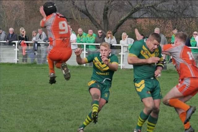 Danny Rose lands a drop goal for Hunslet Club Parkside. Picture by Paul Johnson.