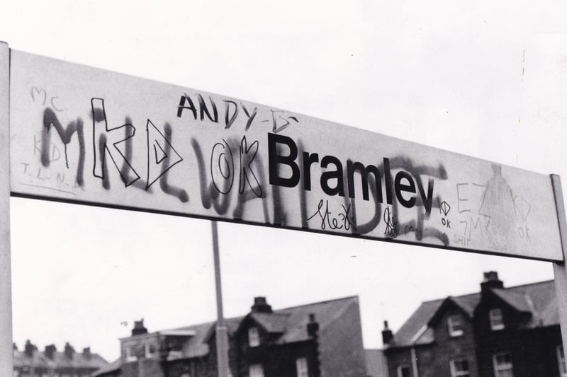 Just 15 months after it was opened in a blaze of glory Bramley railway station had fallen to victim to vandals who covered stone sheters in graffiti, damaged benches and painted over timetables.