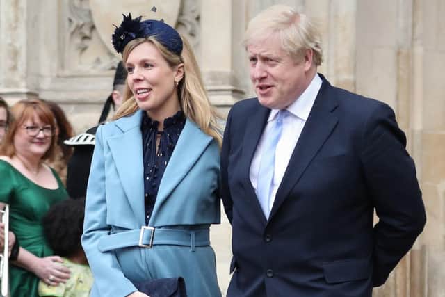 Prime Minister Boris Johnson and partner Carrie Symonds have had a baby boy. Pictured leaving after the Commonwealth Service at Westminster Abbey on Commonwealth Day.