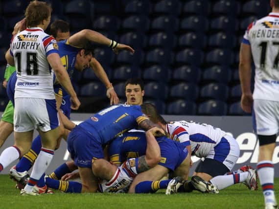 Danny Buderus' late try sealed Leeds' comeback win against Wakefield at the 2010 Magic Weekend. Picture by Lynne CameronPA Wire.