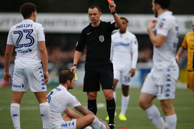 Leeds United's current captain was first sent off in an FA Cup defeat by Sutton United. He also saw red in league losses to Cardiff City and Millwall.