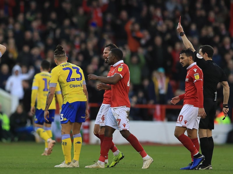 The tough tackling midfielder took 2016/17 reds against Brighton and Fulham, a 2018/19 red against Nottingham Forest and the club's most recent red at QPR