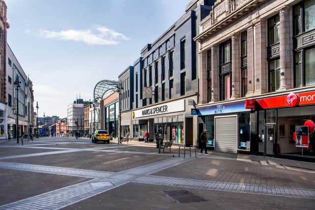 An empty Leeds city centre as people stay at home.