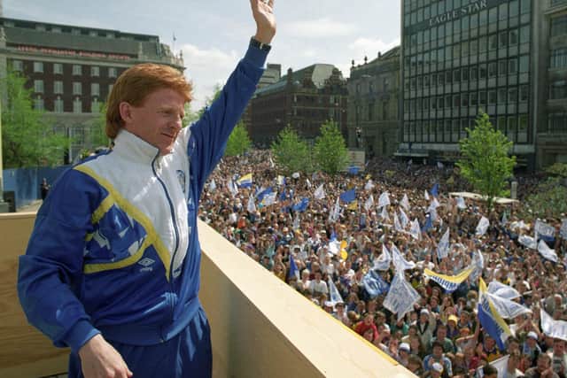 Gordon Strachan waves to the crowds. PIC: YPN