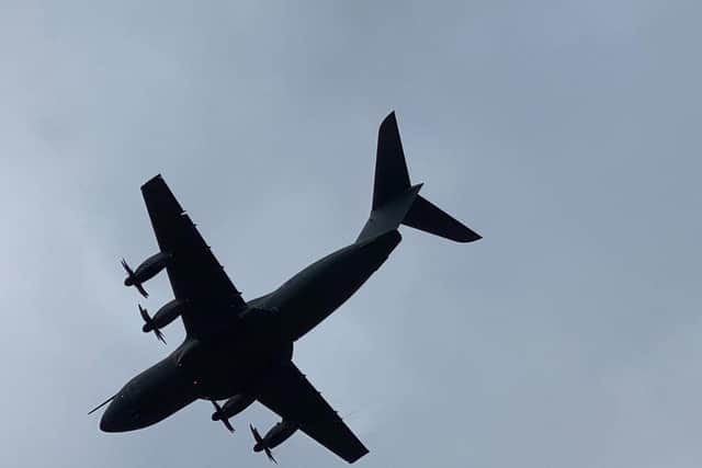 Chris Newsome captured the giant military plane flying over Horsforth