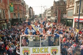 HEROES: Leeds United's First Division title winners were paraded through the city on an open top bus