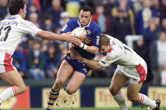 Hat-trick hero Francis Cummins on the charge against St Helens in 2001. 
Picture: Charlie Knight.