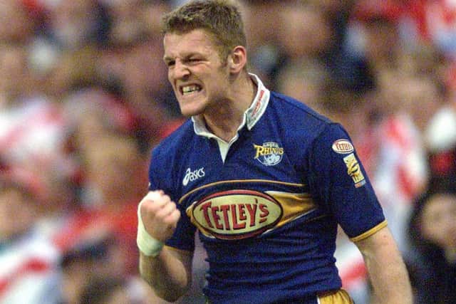 Karl Pratt celebrates his try against St Helens in 2001.
Picture: Charlie Knight.