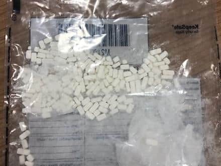 The white tablets were seized by police