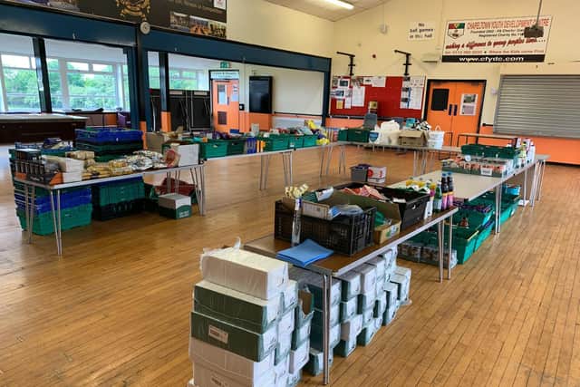 The foodbank stores at the Chapeltown Youth Development Centre base.