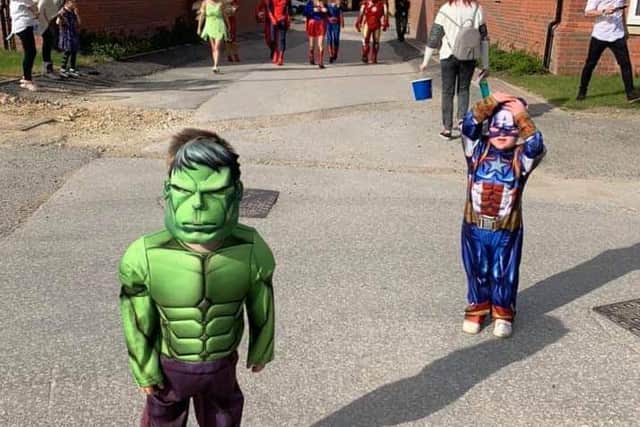 Children came out to greet their favourite superheros
