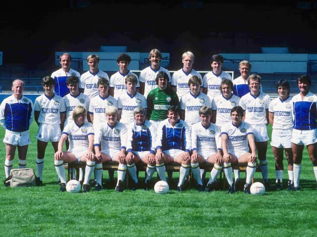 The Leeds United squad in 1983/84, when the club were sponsored by Systime. PIC: Varley Picture Agency