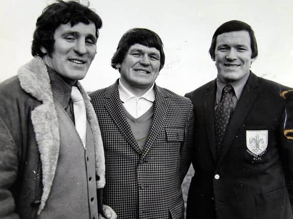 Peter Fox, centre with borthers Don and Neil, coached Featherstone Rovers to Challenge Cup success in 1973. Picture by Yorkshire Post.