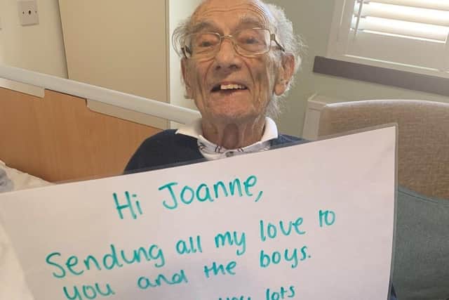 Kenneth Jones, aged 91, with a message to his daughter and family.