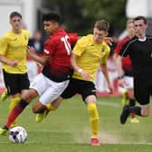 WANTED MAN: Leeds United target and Linfield youngster Charlie Allen, playing for County Antrim in the SuperCupNI Junior section final against Zidane Iqbal of Manchester United. Pic: Getty