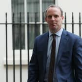 Foreign Secretary Dominic Raab leaving No 10 Downing Street, after a media briefing in Downing Street, London, on coronavirus (COVID-19). London. Photo: PA
