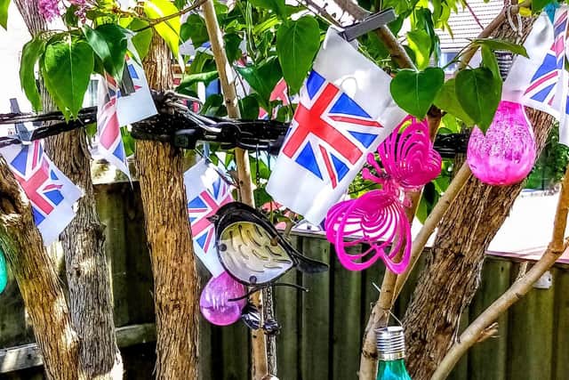 Margaret Horner also decorated her home and garden in Union Jack flags for VE Day.