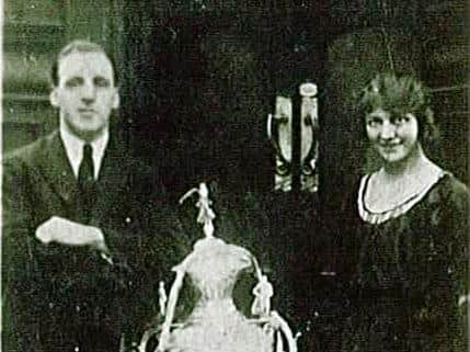 Harold Buck with his wife and the Challenge Cup after Leeds' win in 1923