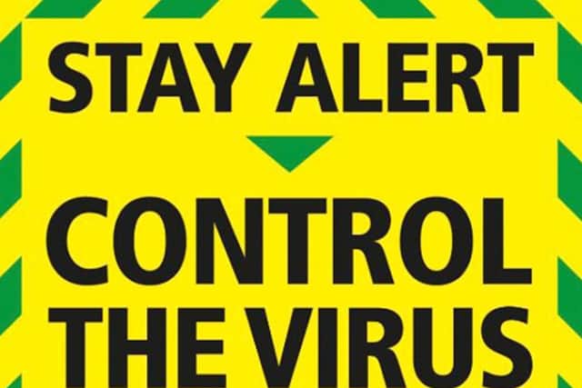 The new "stay alert, control the virus, save lives" message released by the government. PA photo.