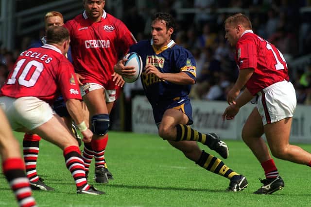 Phil Hassan looks for space against Salford in 1997. Picture:  Steve Riding.