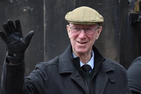 Jack Charlton was pictured last February at former England goalkeeper Gordon Banks' funeral. Photo by PAUL ELLIS/AFP via Getty Images.