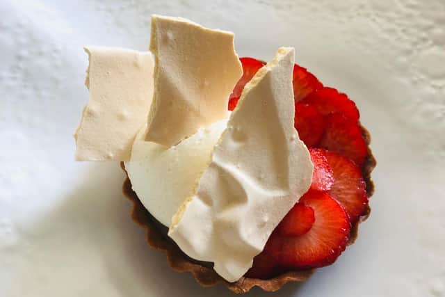 Strawberry - elderflower, bergamot, meringue and sorrel.
