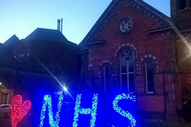 The Love NHS sign at St James' Hospital.