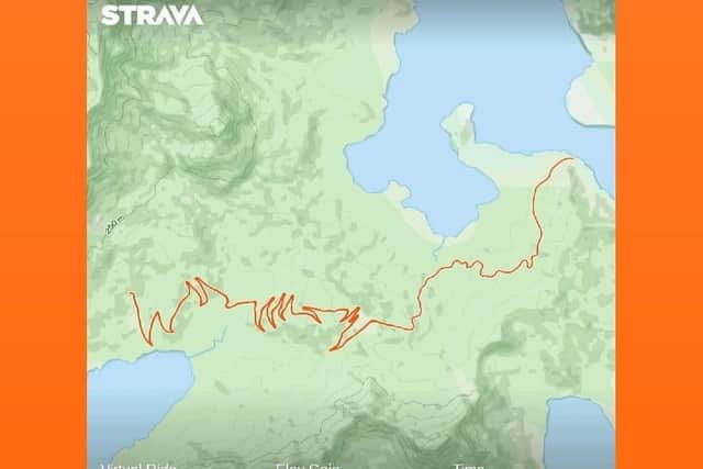 How the journey would have looked on Strava.