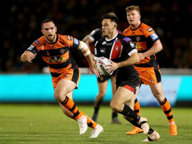 Niall Evalds in action against Castleford during Tigers' 2019 play-offs defeat at Salford. Picture by Richard Sellers/PA Wire.