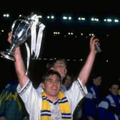 PRIDE: Striker Jamie Forrester holds aloft the FA Youth Cup after Leeds United's 4-1 victory on aggregate against Manchester United, completed by a 2-1 success in the second leg at Elland Road 17 years ago this evening. Photo by Shaun Botterill/Allsport.