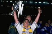 PRIDE: Striker Jamie Forrester holds aloft the FA Youth Cup after Leeds United's 4-1 victory on aggregate against Manchester United, completed by a 2-1 success in the second leg at Elland Road 17 years ago this evening. Photo by Shaun Botterill/Allsport.