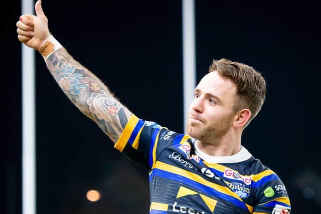 Richie Myler thanks the fans for their support after victory over Toronto. Picture: SWPix.com.