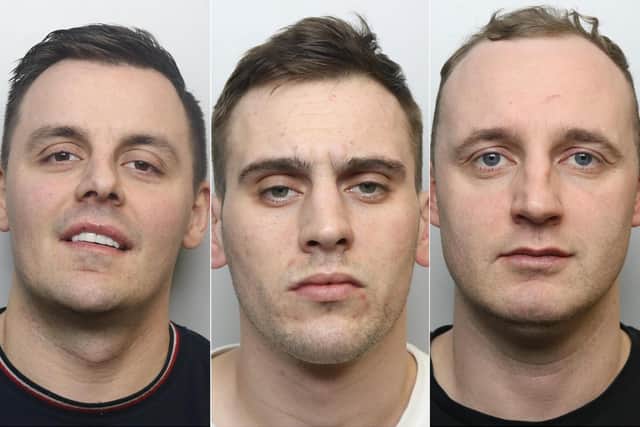 The three men tried to flee Leeds Crown Court but were handed 54 years in jail