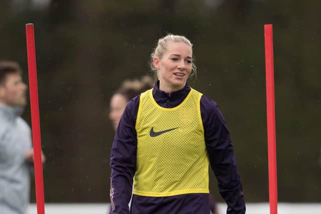 England Women's Gemma Bonner during the training session at St George's Park, Burton. PRESS ASSOCIATION Photo. Picture date: Tuesday April 2, 2019. See PA story SOCCER England Women. Photo credit should read: Aaron Chown/PA Wire. RESTRICTIONS: Use subject to FA restrictions. Editorial use only. Commercial use only with prior written consent of the FA. No editing except cropping.