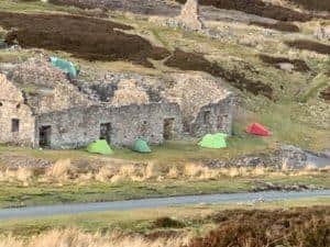 Tents pitched near the ruins at Surrender Bridge
