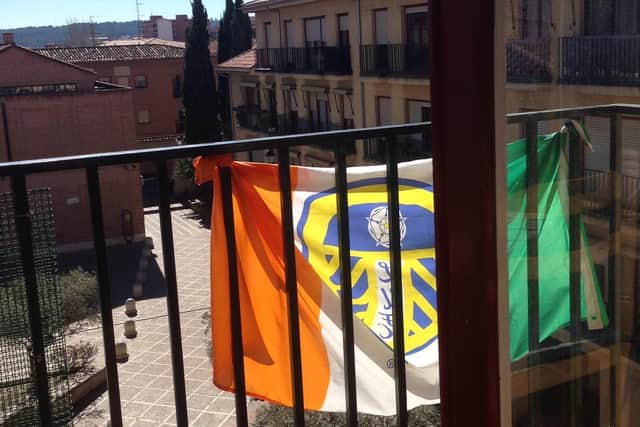 COLOURS - Joe lives in Madrid, where he represents Leeds United with this balcony display