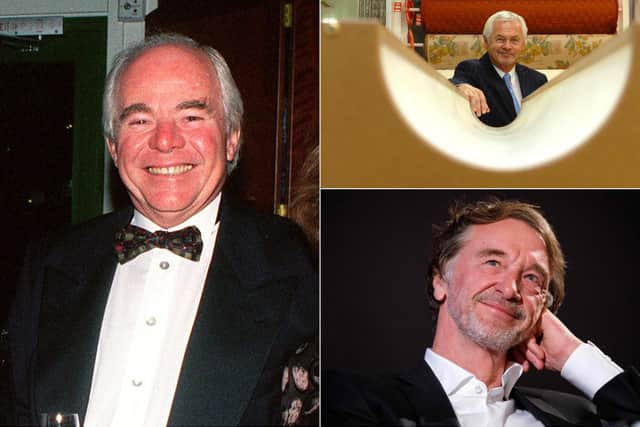 Pictured clockwise from left to right: Eddie Healey, founder of Meadowhall, Bill Adderley founder of Dunelm Mill and Jim Ratcliffe, Chief Executive Officer of Ineos.
