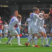 FLASHPOINT: Leeds United striker Patrick Bamford reacts to an altercation with Anwar El Ghazi in the fiery 1-1 draw against Aston Villa at Elland Road in April 2019. Picture by Tony Johnson.