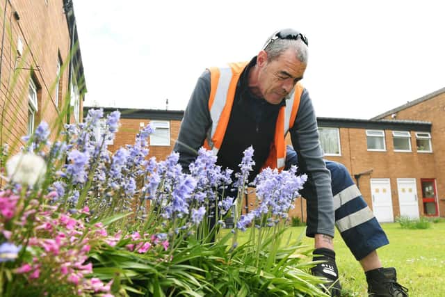 Gary Bramley, who works for the gardening and estates team at Leeds and West Yorkshire Housing Association (LYHA). Picture: Jonathan Gawthorpe