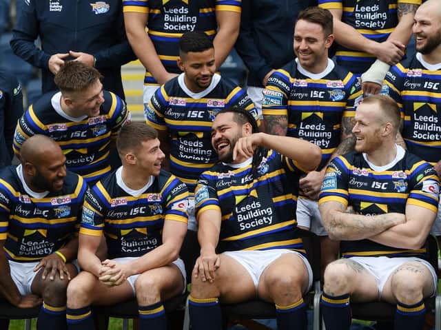 Leeds signed Konrad Hurrell - front row, second from right - as a marquee player ahead of the 2019 season. Picture by Jonathan Gawthorpe.
